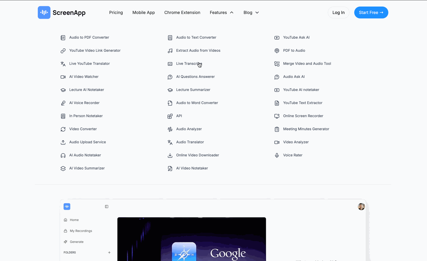 Live Transcribe Interface